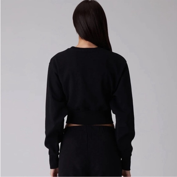 Talentless Dolman Crop Crewneck Pullover Sweatshirt Black - Picture 2 of 12